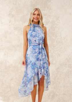 Ada Midi Cocktail Dress in Blues