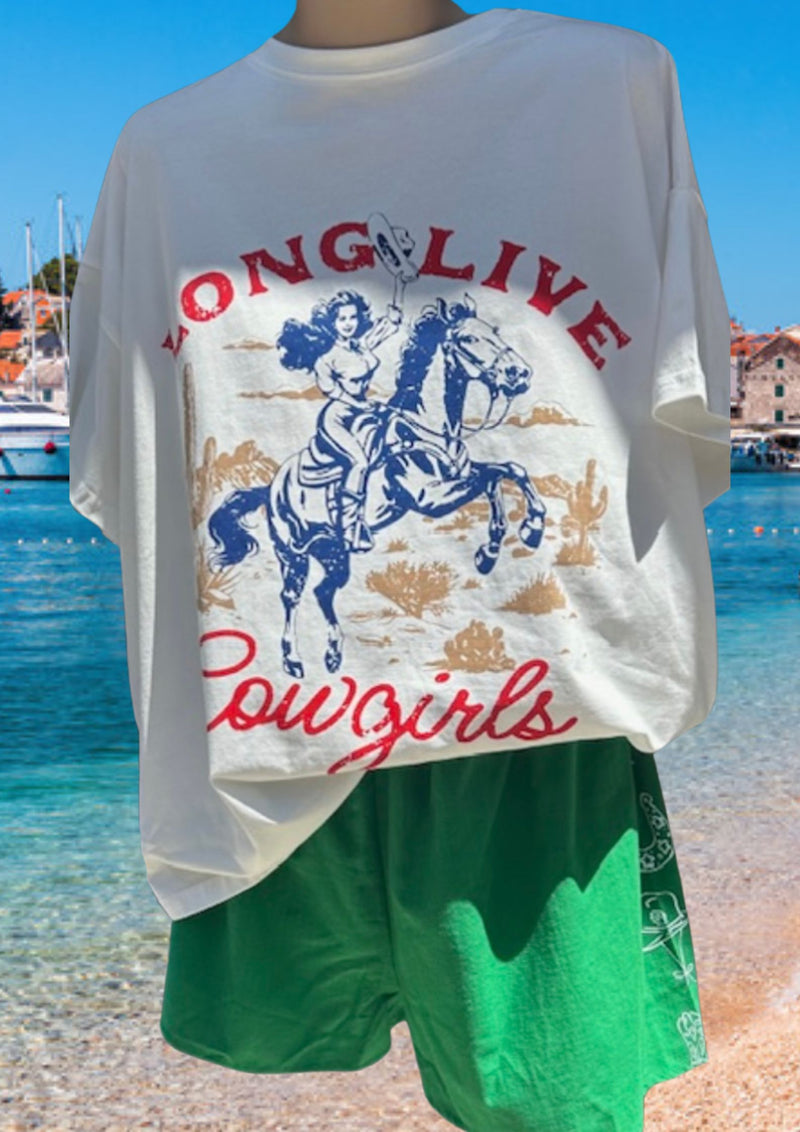 By Frankie Long Live Cowgirls Oversized Tee Shirt