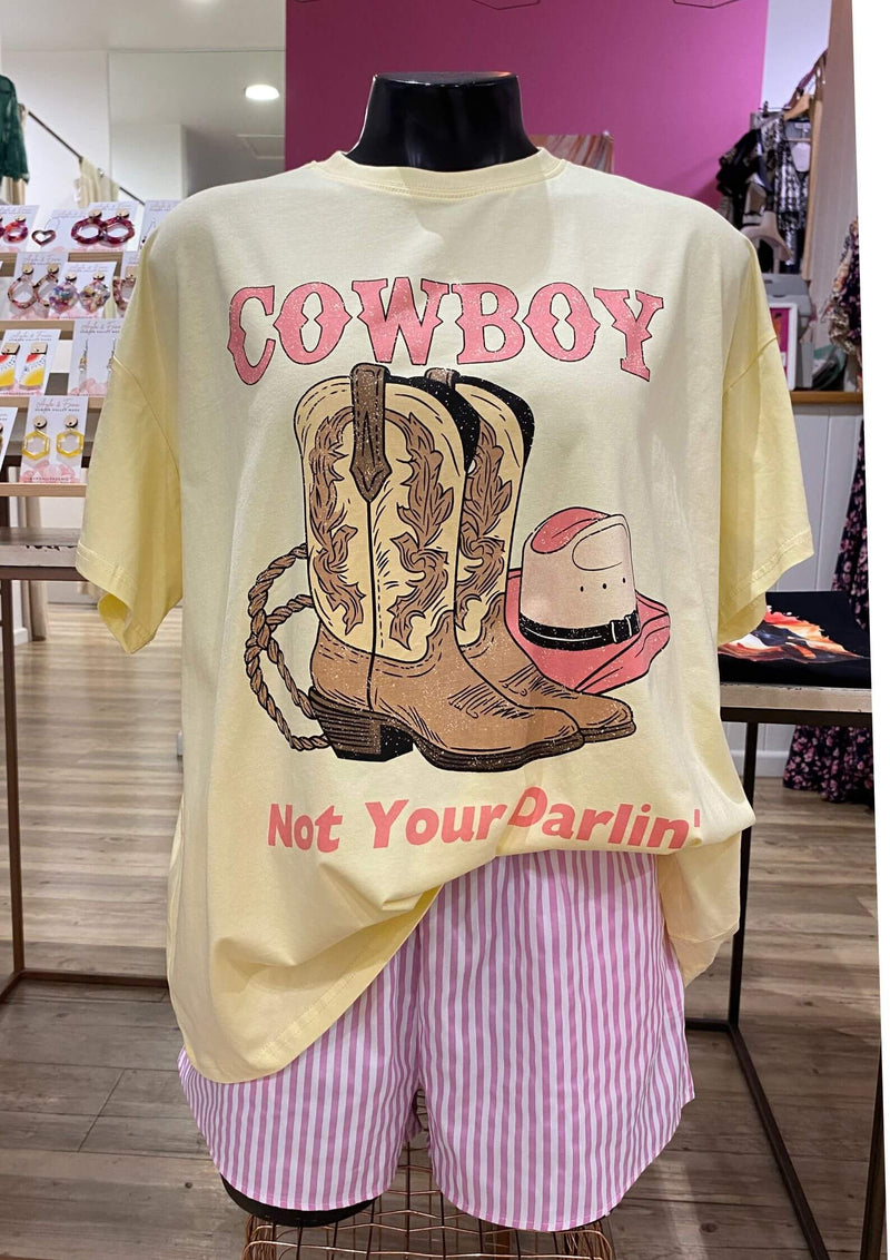 By Frankie Not Your Darlin Cowboy Tee Shirt and Shorts Set