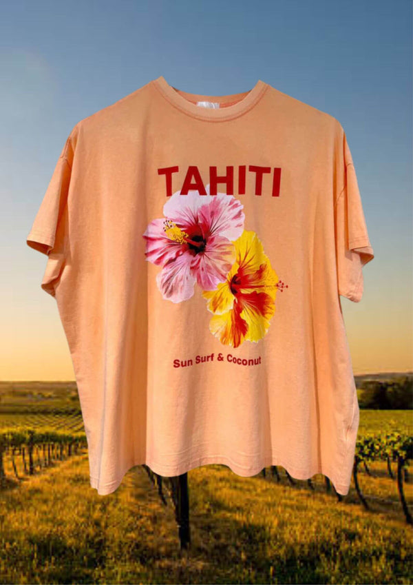 By Frankie Tahiti Oversized T Shirt in Peach