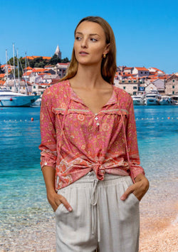 Carlyse Boho Blouse Top in Musk Pink