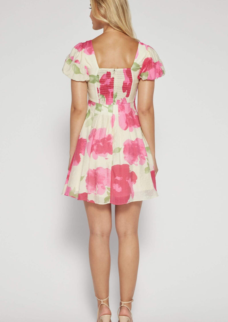 Clover Short Party Dress in Pink Watercolour