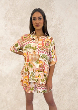 Hacienda Sunset Shirt Top and Shorts Set