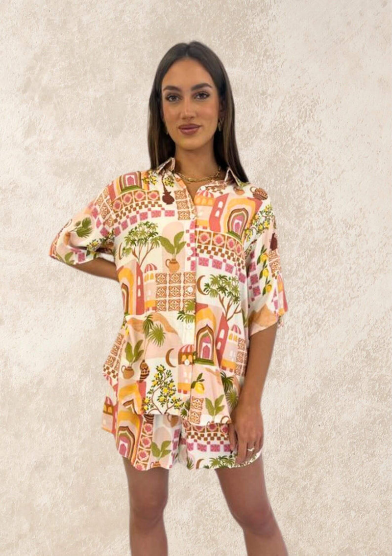 Hacienda Sunset Shirt Top and Shorts Set