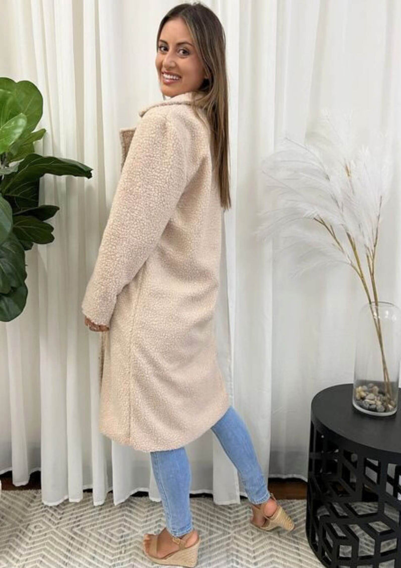 Long Teddy Jacket in Cream