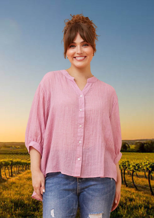 Meredith Half Sleeve Top Blouse in Musk Pink