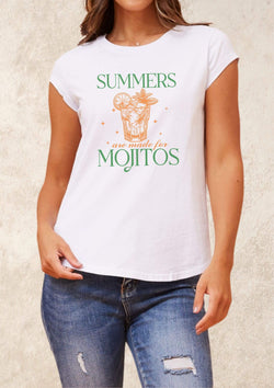 Mojito Summers Ladies Tee Shirt in White