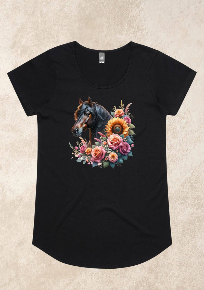 Sunflower Beauty Ladies Cut Tee Shirt in Black